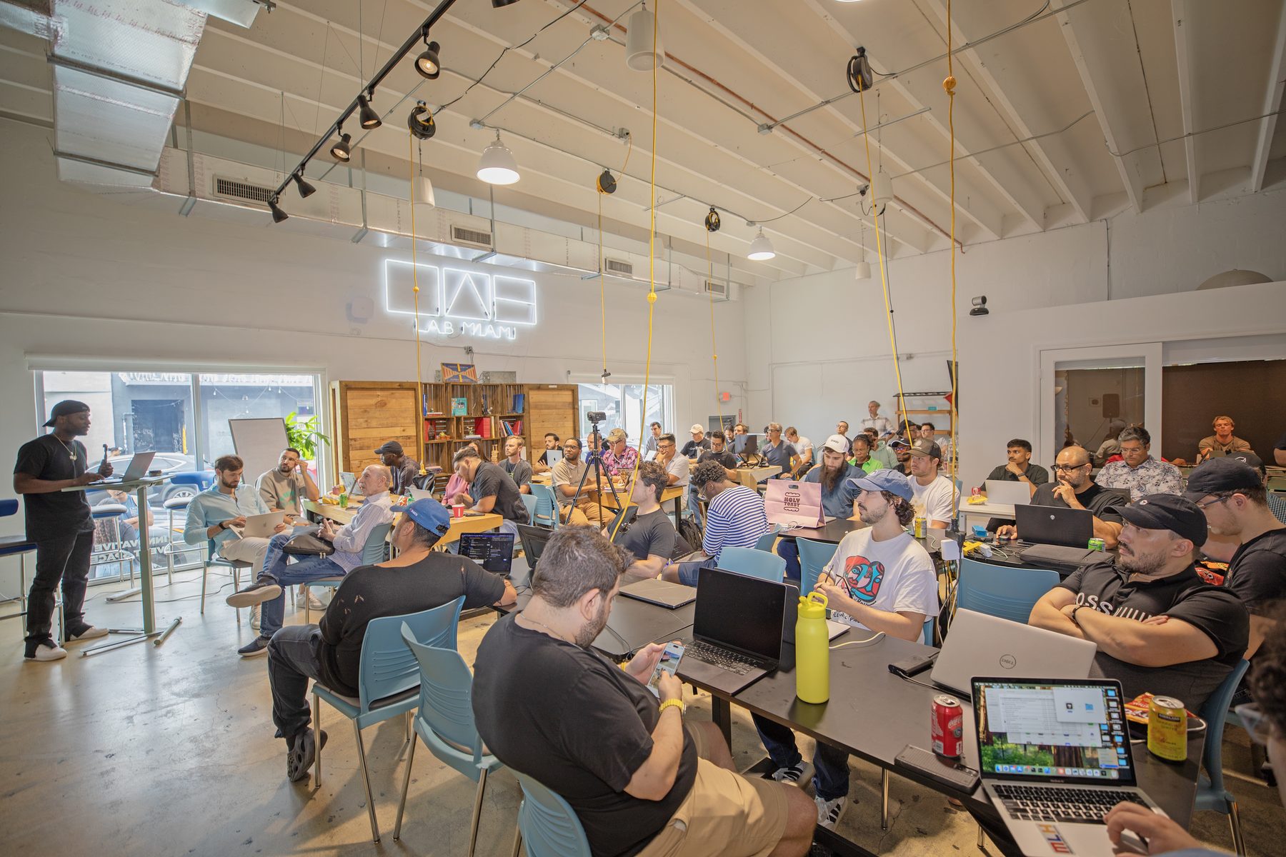 Packed house at the Cursor Miami Hackathon, The DOCK, Wynwood
